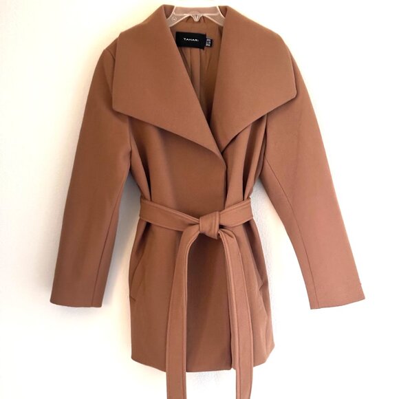 Tahari Camel Belted Wrap Coat - Picture 2 of 3